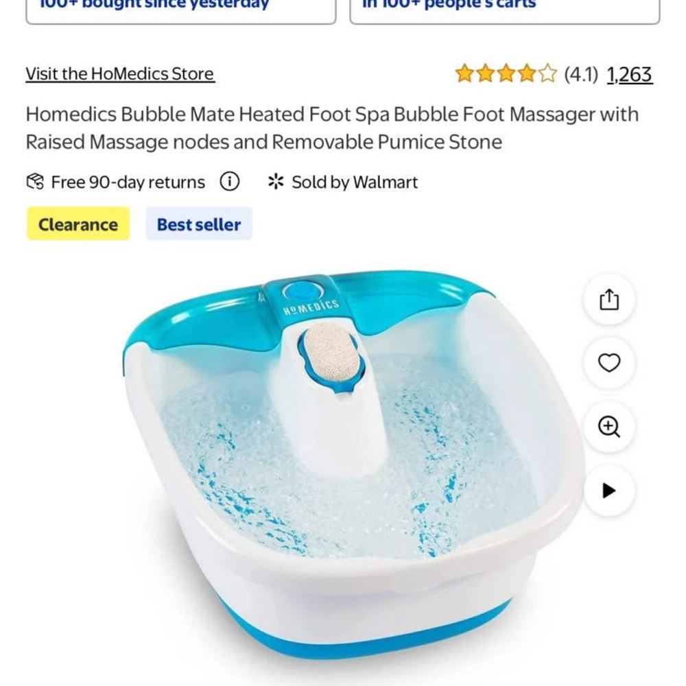 Homedics Blue and White Ergonomic Foot Bath with Massage Rollers